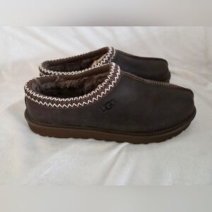 Ugg Mens Classic Tasman Leather Ironwood Brown Slippers Size 10 New